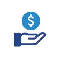 icon of hand with floating dollar sign