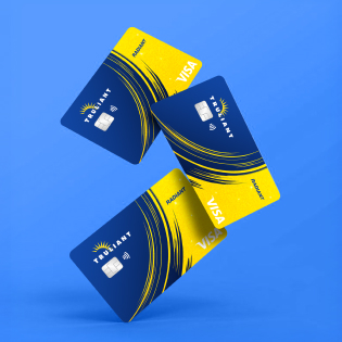 3 floating radiant credit cards