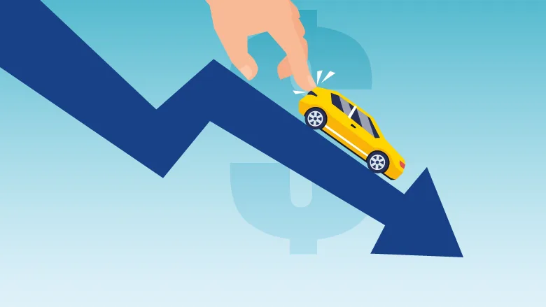 clip art of hand pushing car down an arrow