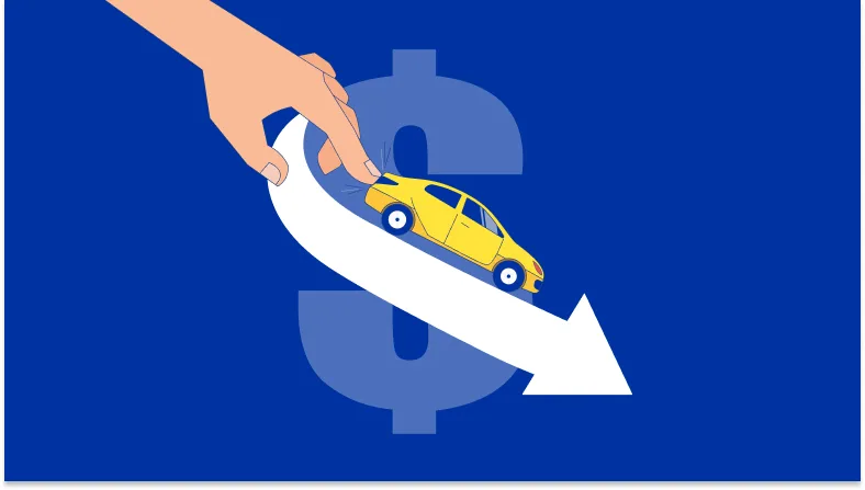 image of finger pushing car down an arrow