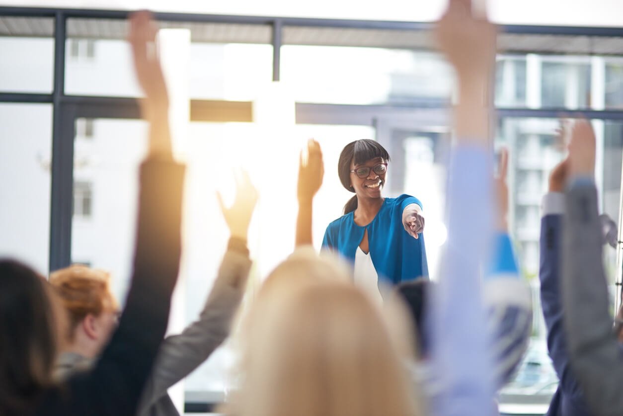 Woman teaching a class