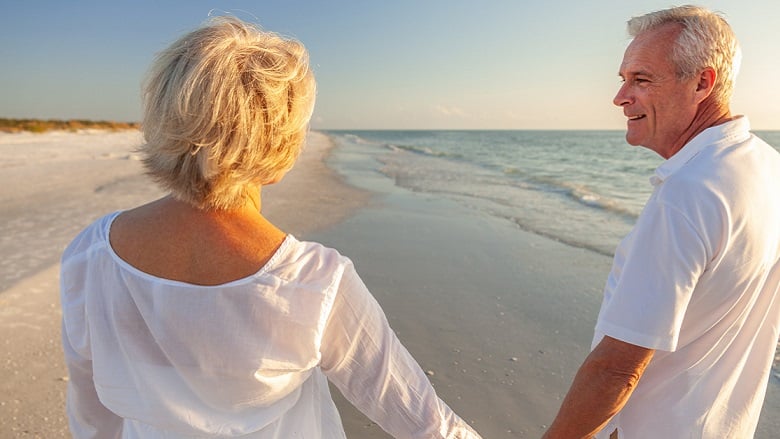 mature couple on the beach