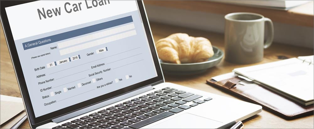 car loan application on a laptop