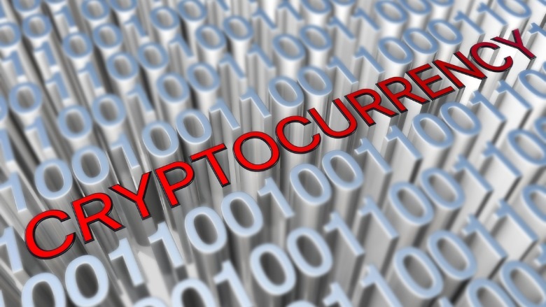 crypotocurrency in red type