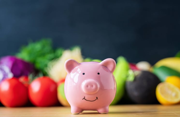 Piggy bank with vegetables