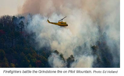 Helicopter working the Pilot Mountain fire