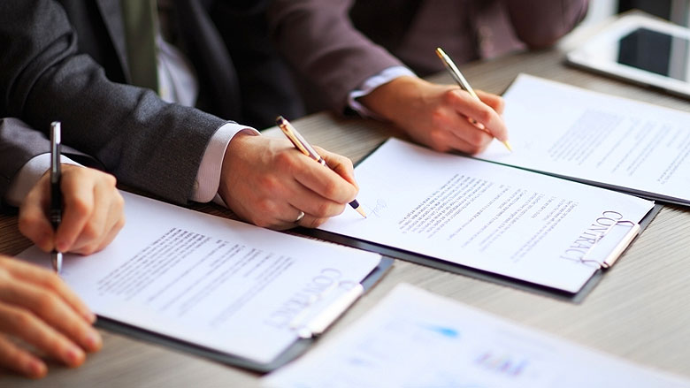 Business people with documents
