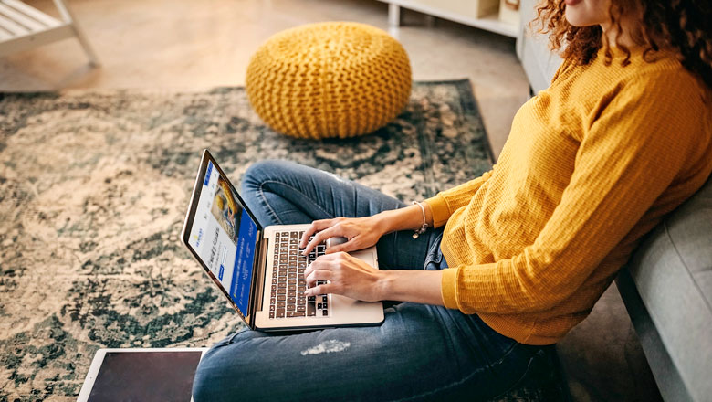 Woman checking her account online