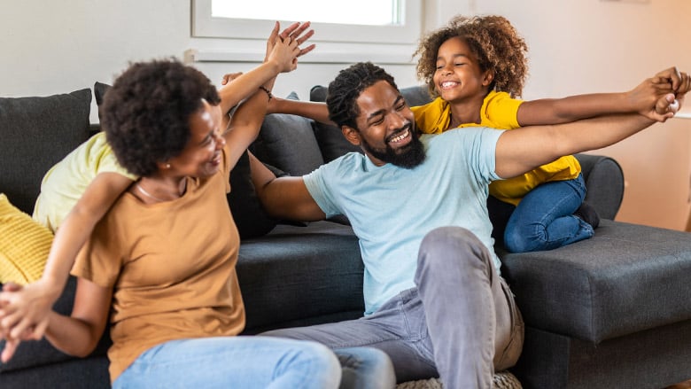 Family enjoying time at home