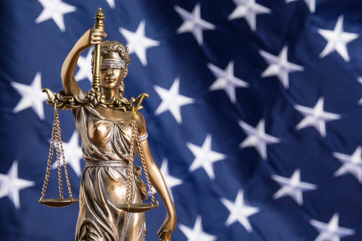 Lady Justice with American flag