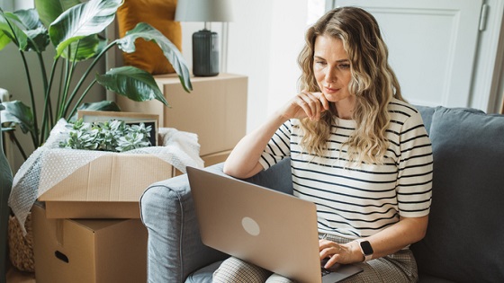 Lady at work on a laptop