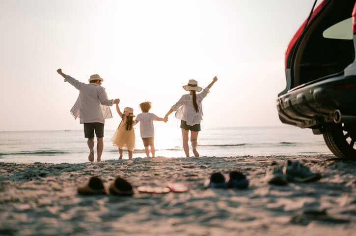 Happy family at the beach