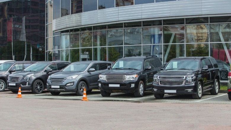 cars on a dealership lot