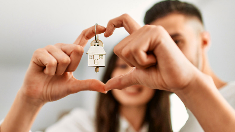 Couple loving their new home