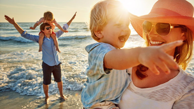 Family enjoying time together on beach vacation
