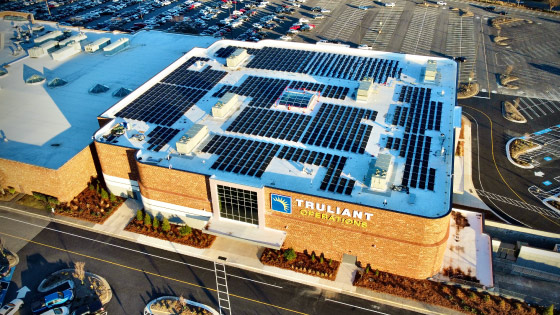 Solar panels on rooftop of new Operations Center